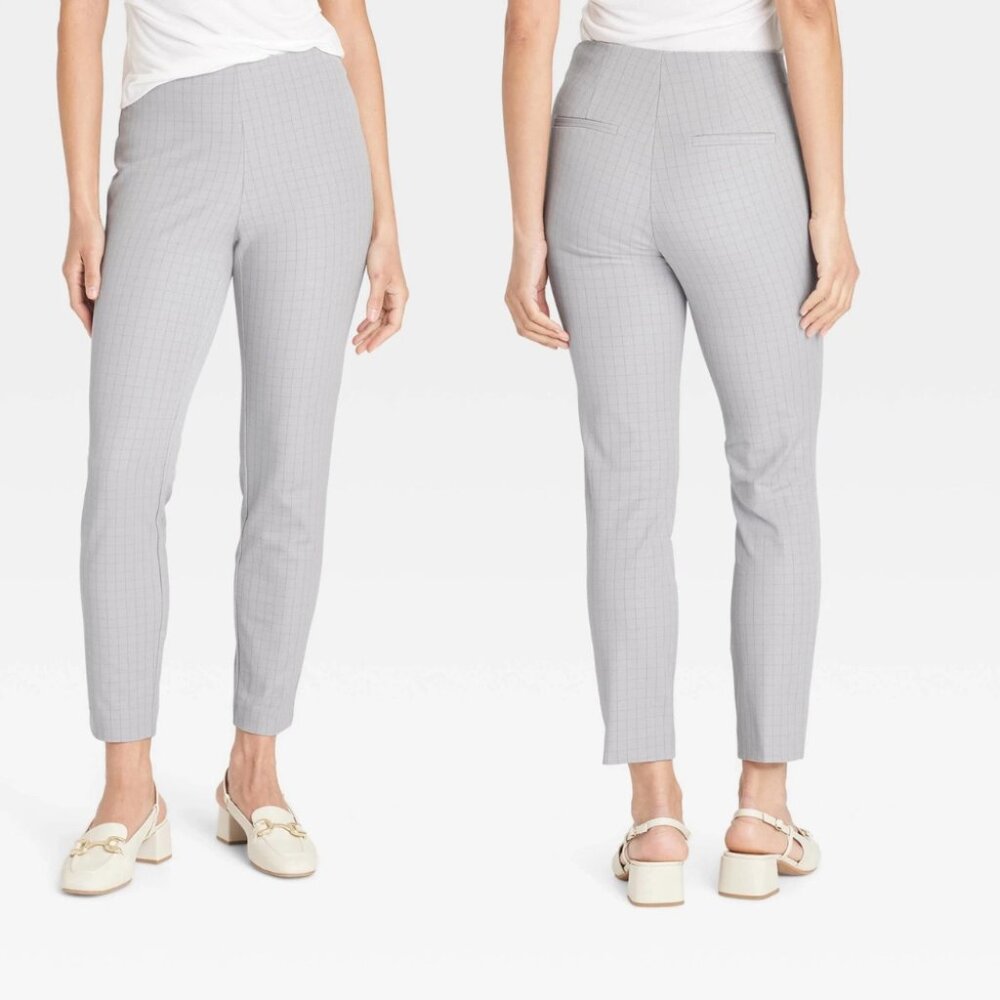 NWT A New Day Women's Gray High-Rise Side Zipper Stretch Skinny Ankle Pants